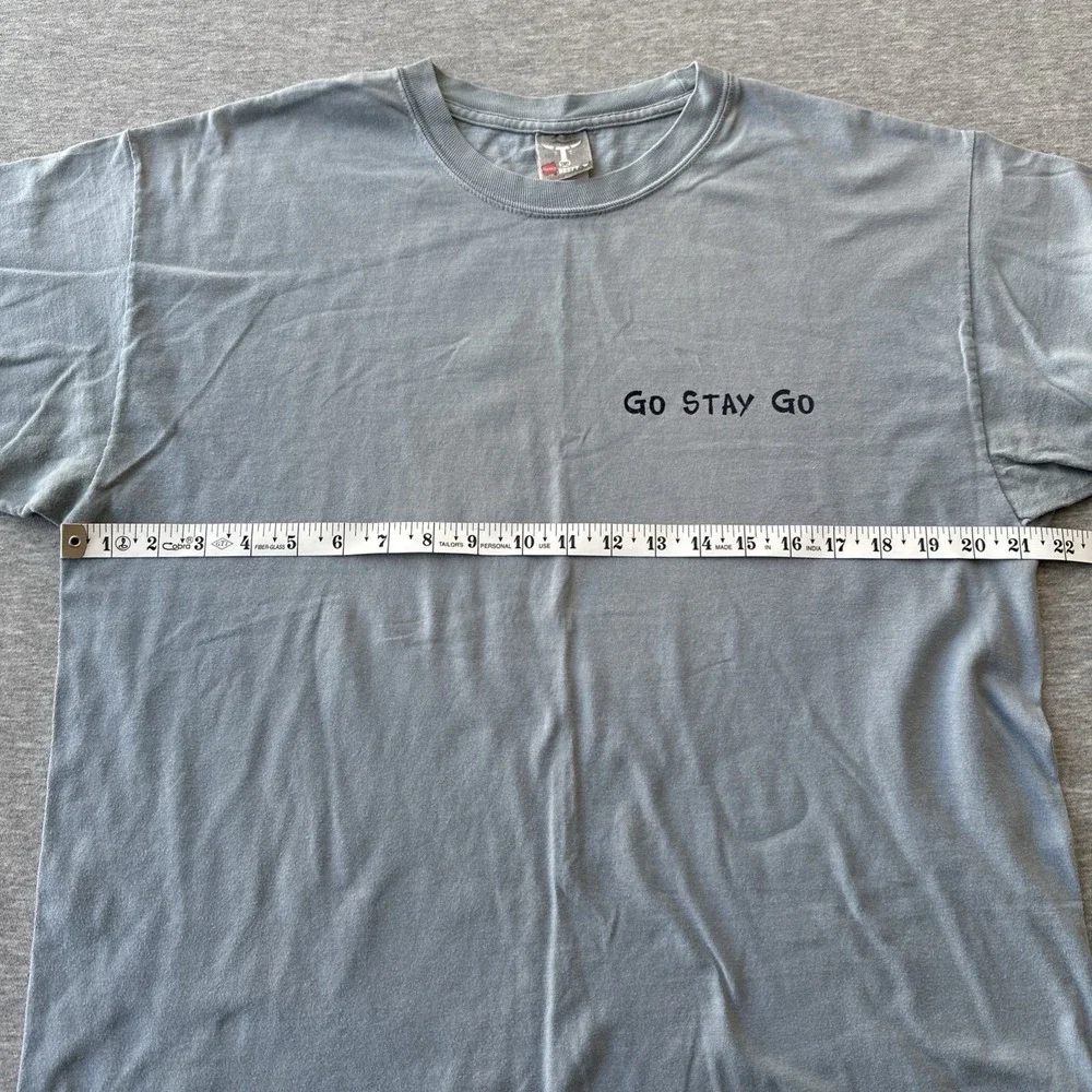 hanes beefy t-shirts Size L Light Blue Color Go Stay Go - Picture 4 of 14